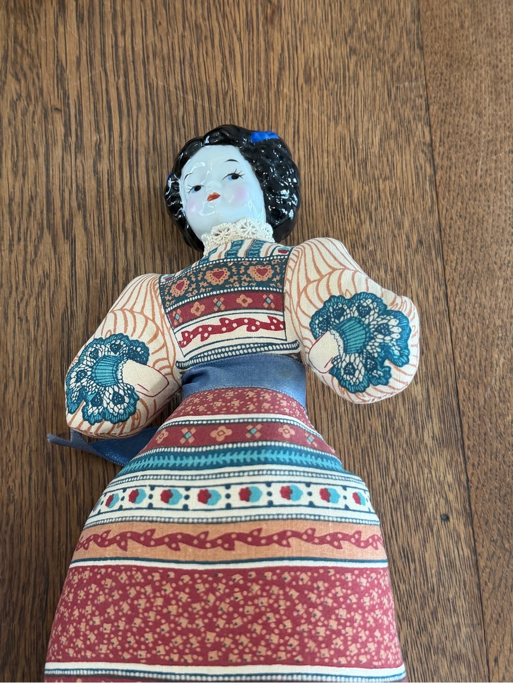 Avon Red, Blue and Cream Folk-Pattern Cloth Doll